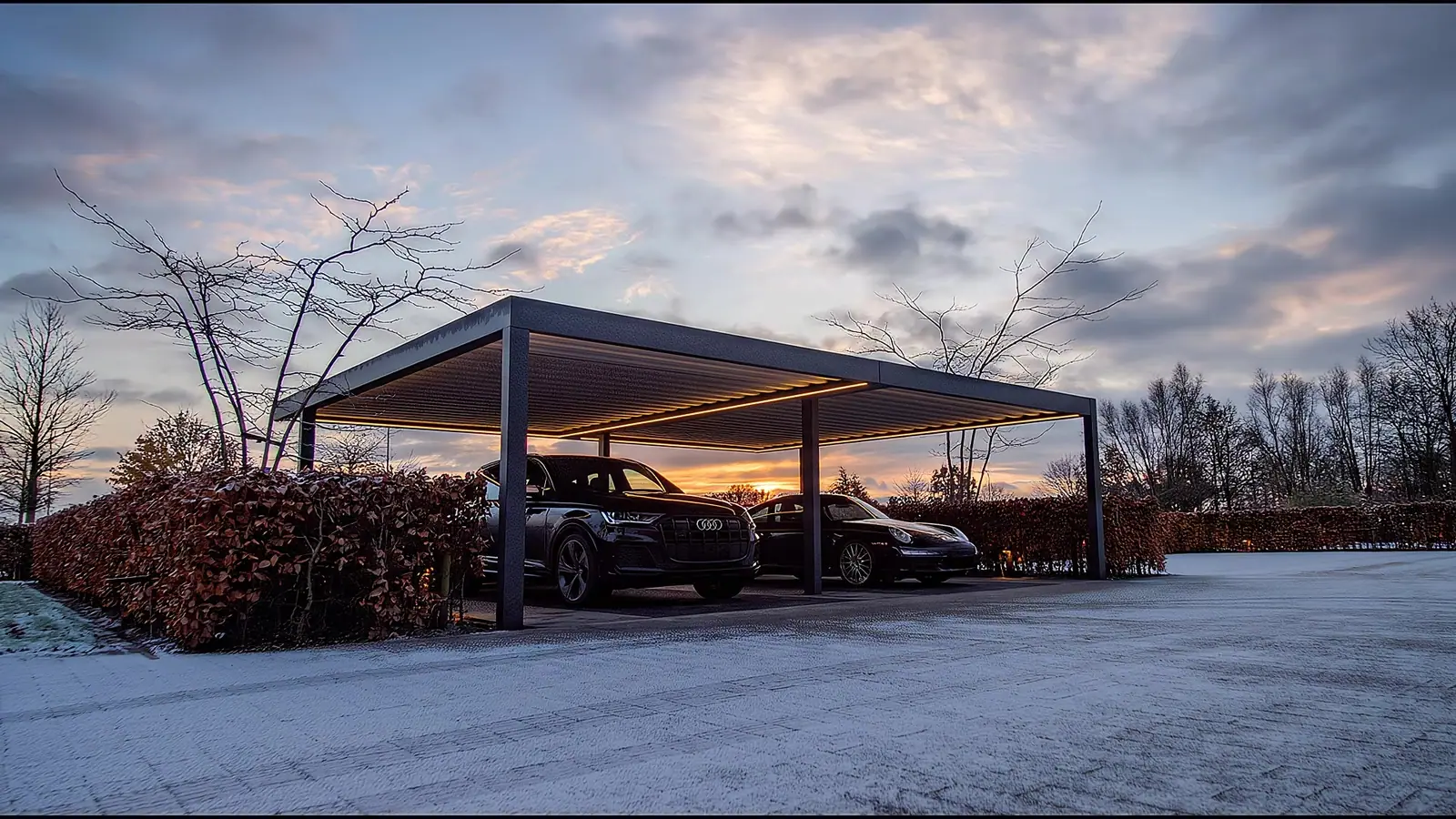 Carport: aluminiowa wiata garażowa z płaskim dachem